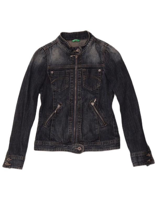 Jaqueta jeans feminina Benetton 8-9 anos grande algodão azul marinho