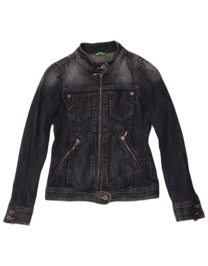 Jaqueta jeans feminina Benetton 8-9 anos grande algodão azul marinho