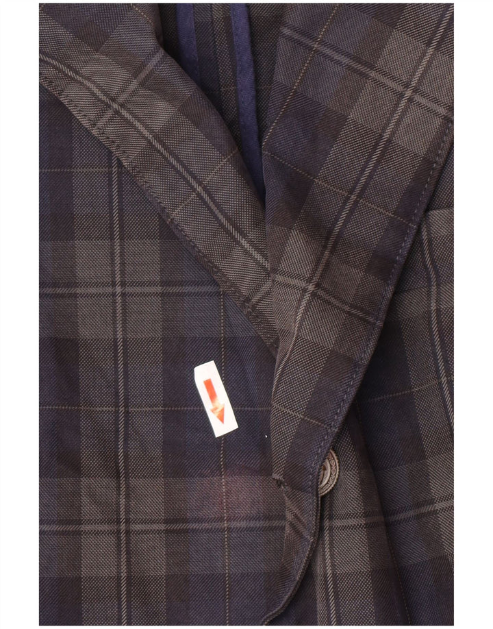 Jaqueta blazer masculina Jaggy com 3 botões IT 48 algodão xadrez azul marinho médio