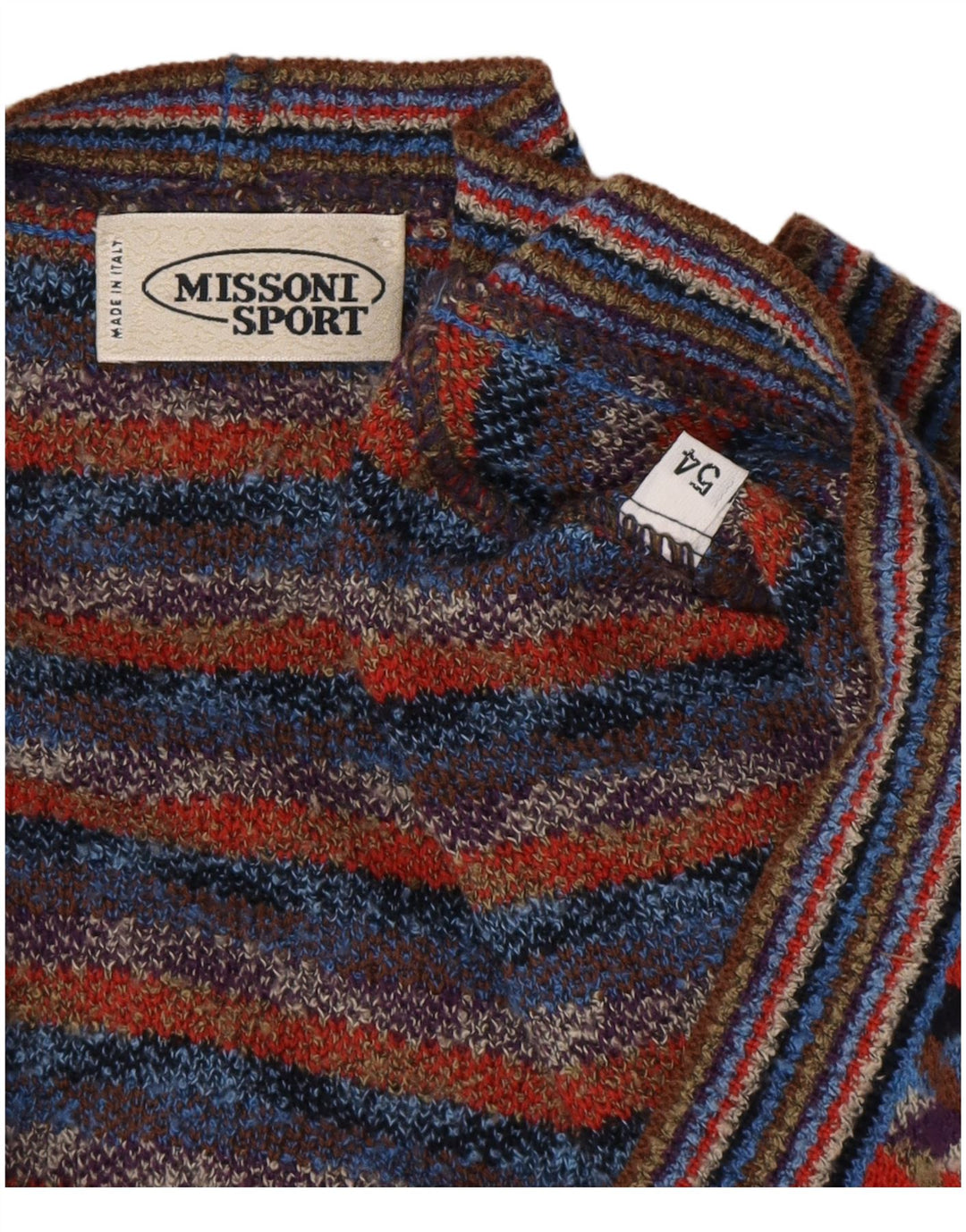 Suéter cardigã masculino MISSONI IT 54 XL designer geométrico multicolorido