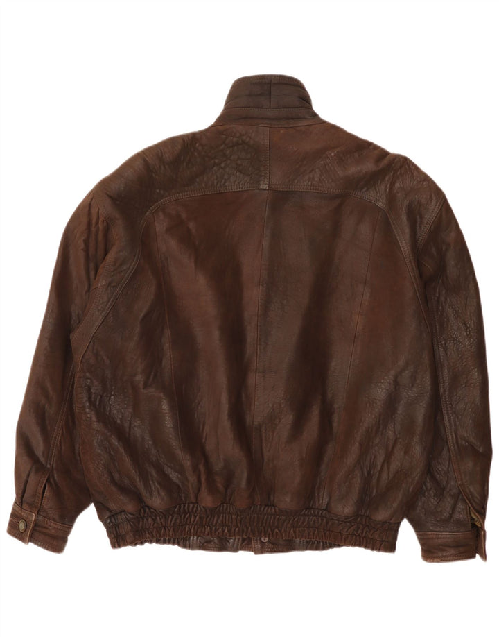 Jaqueta de couro masculina vintage IT 52 XL marrom