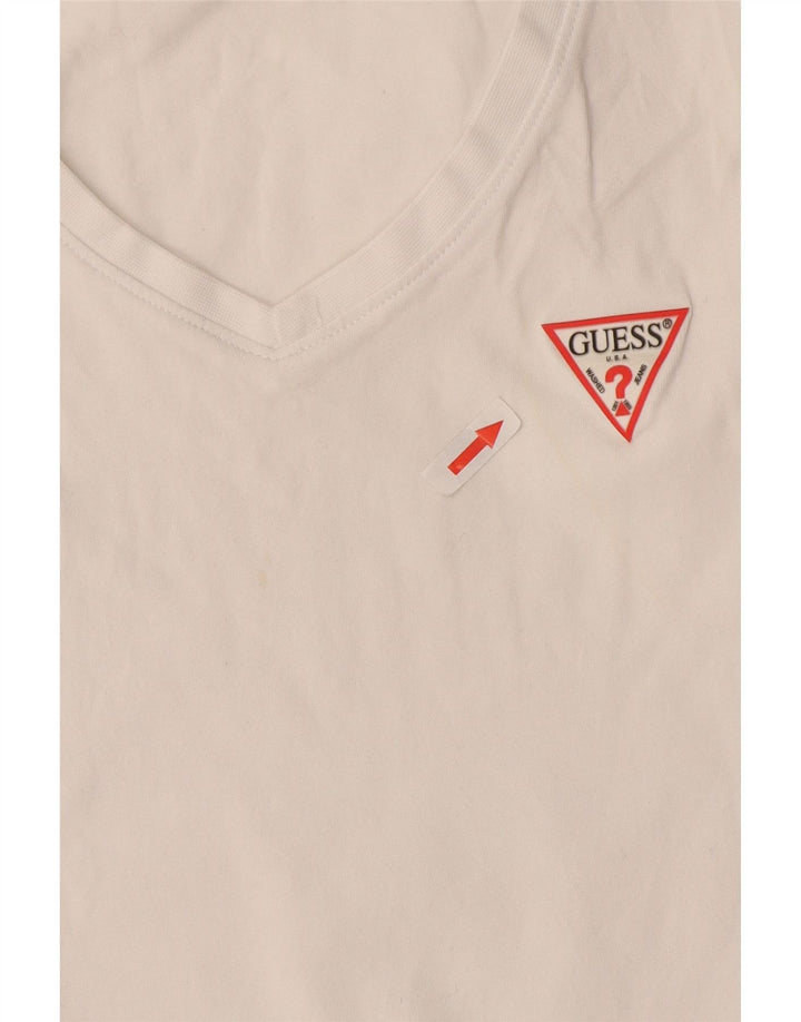 Camiseta feminina Guess UK 12 algodão branco médio