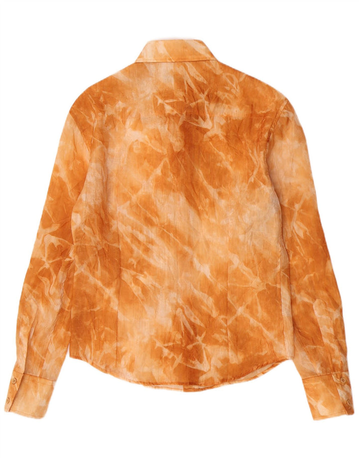 Camisa feminina vintage média laranja tie-dye