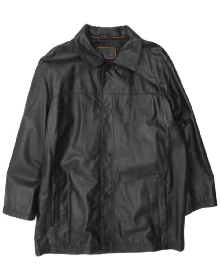Casaco de couro masculino In Extenso UK 40 grande couro preto