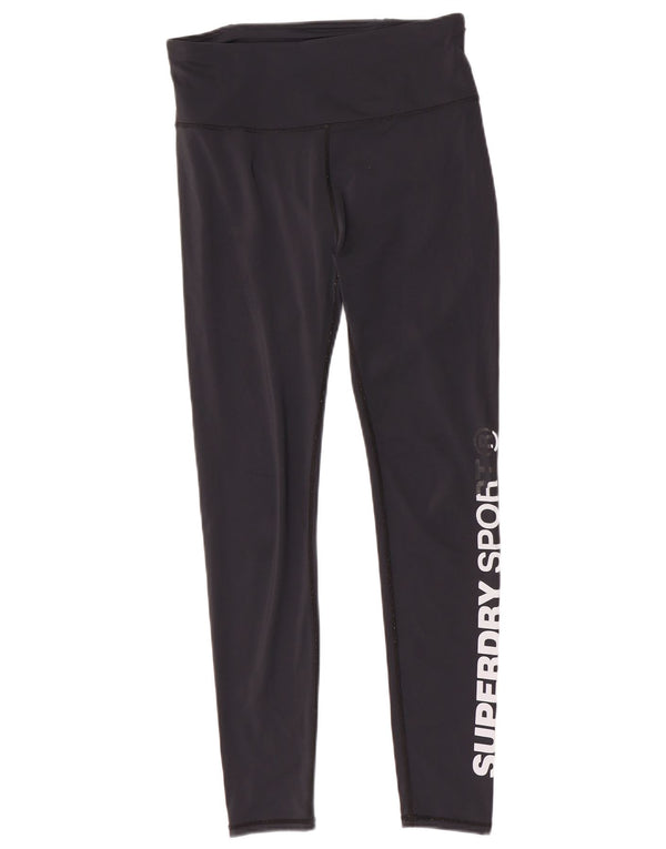 Leggings gráficas femininas Superdry UK 14 poliéster preto médio