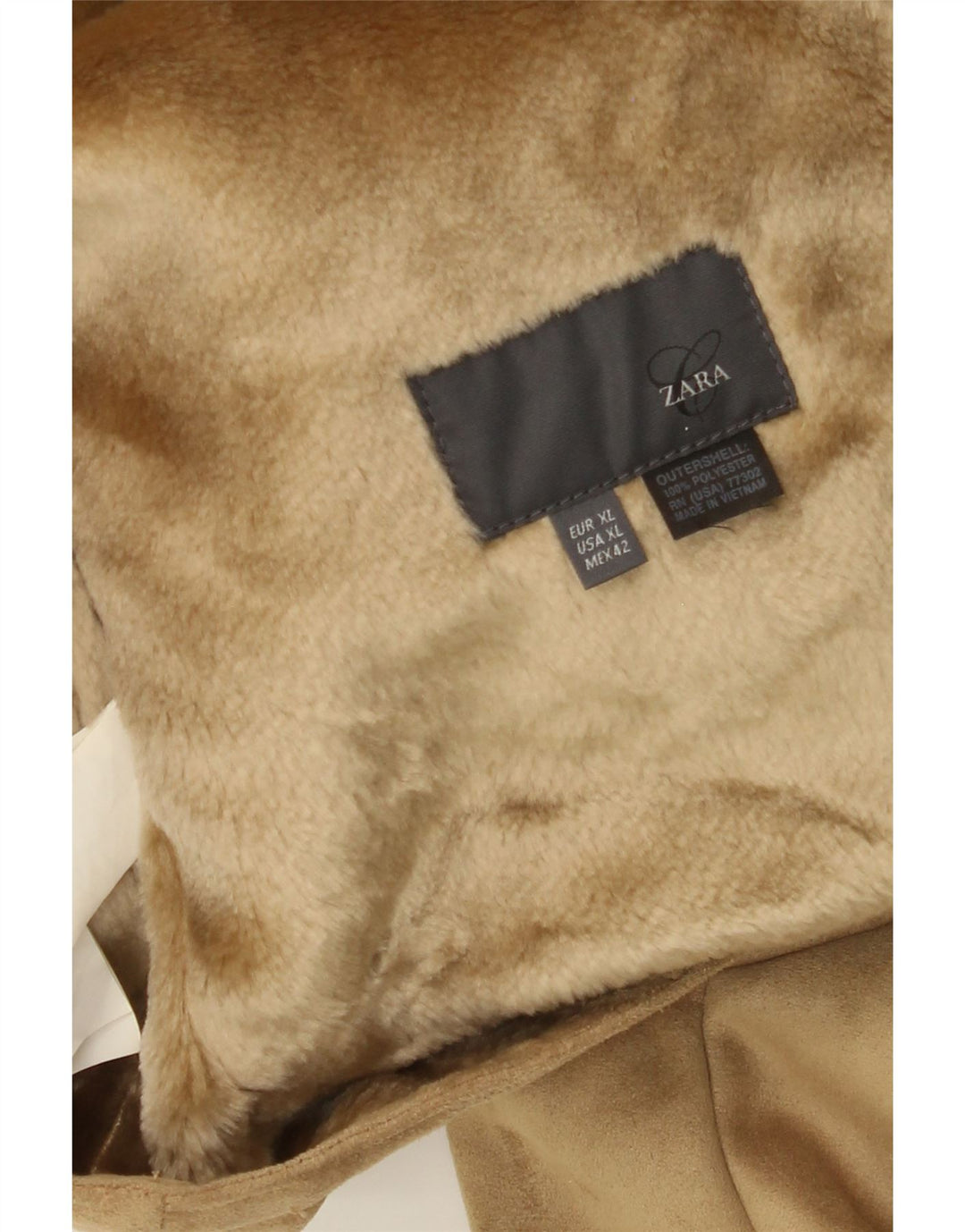 Jaqueta masculina Zara Sherpa UK 42 XL poliéster bege