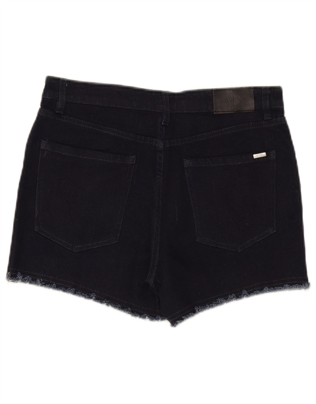 Shorts jeans feminino de cintura média Armani Exchange W26 pequeno algodão preto