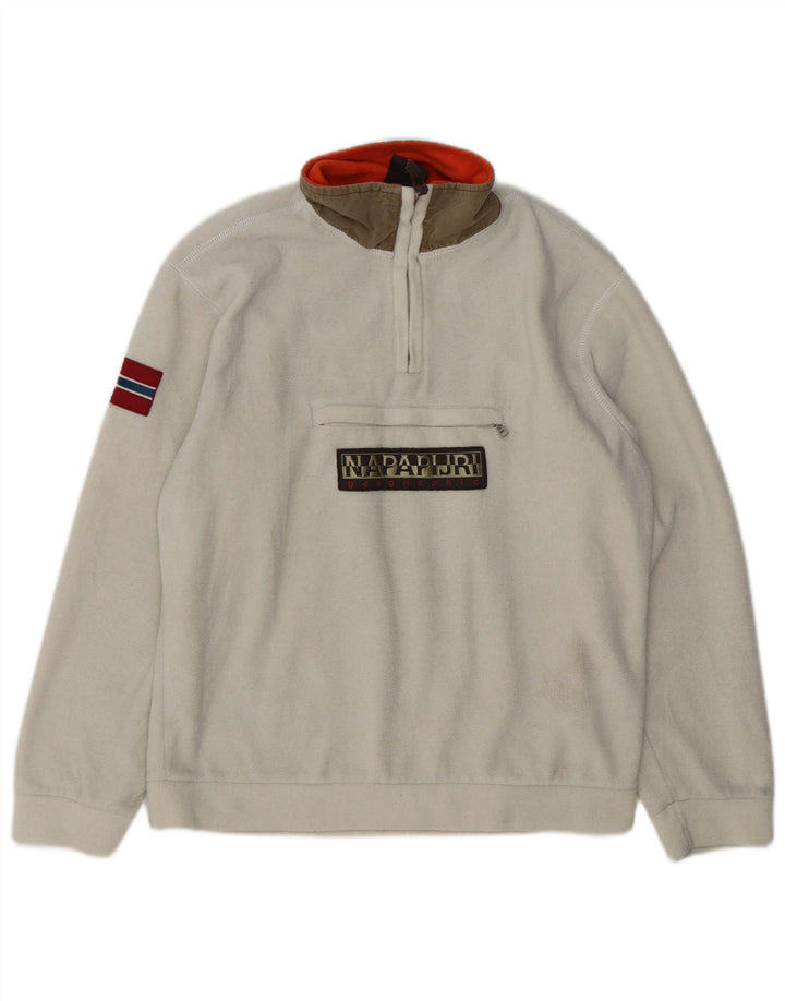 Suéter de lã gráfico feminino Napapijri UK 14 médio branco poliéster