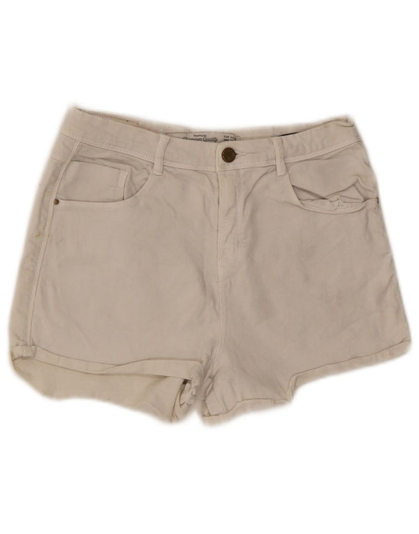 Zara Womens Trafaluc Denim Shorts EU 38 Pequeno W28 Branco