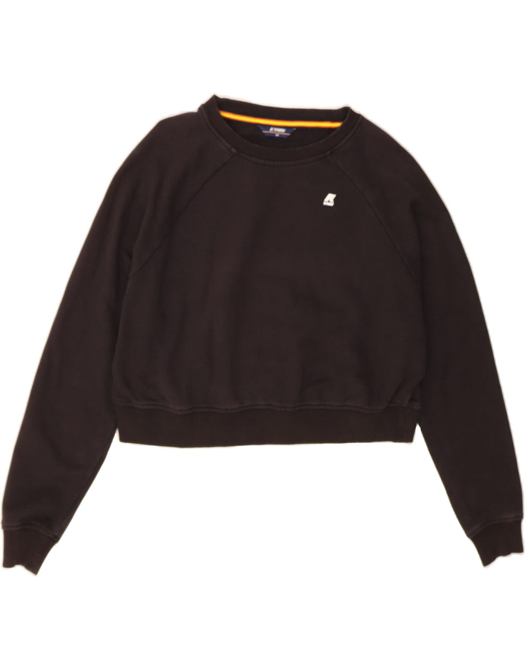 K-WAY Womens Oversized Crop Sweatshirt Jumper US 6 Medium Black Cotton Vintage K-Way and Second-Hand K-Way from Messina Hembry 