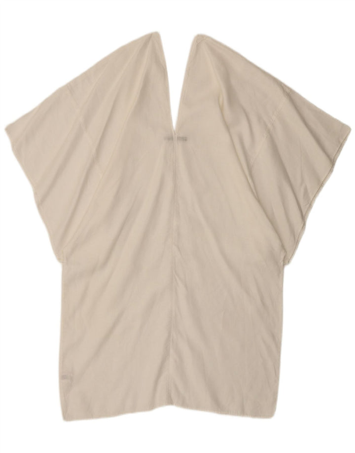 Blusa feminina Stefanel Batwing Top UK 14 grande linho branco