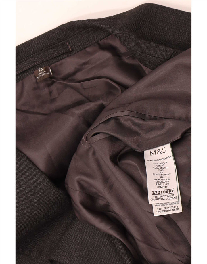 Jaqueta blazer masculina de 2 botões Marks & Spencer Reino Unido 42 poliéster cinza grande