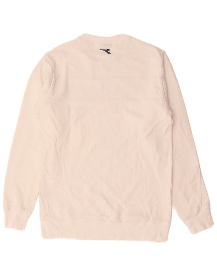 Diadora Mens Graphic Moletom Jumper Pequeno Algodão Branco