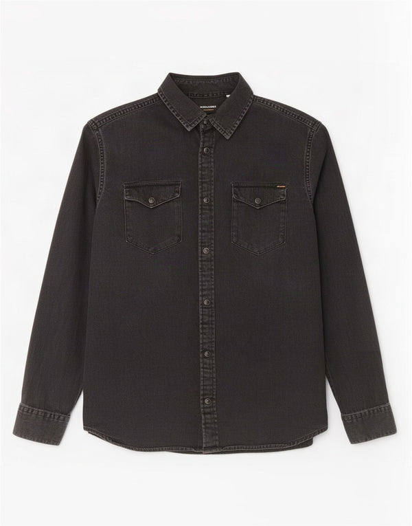 Camisa jeans masculina Jack & Jones grande algodão preto