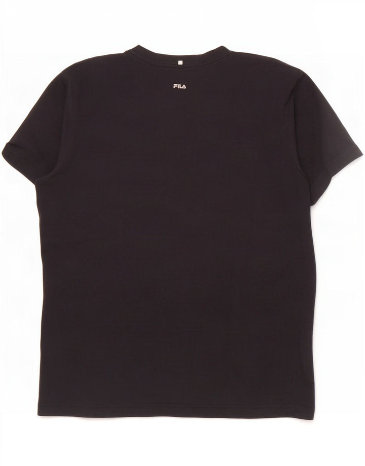 Fila Mens Graphic T-Shirt Top Médio Algodão Preto