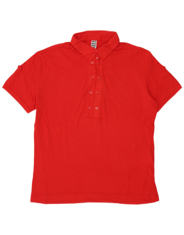Camisa polo feminina BIKKEMBERGS Reino Unido 14 algodão vermelho médio