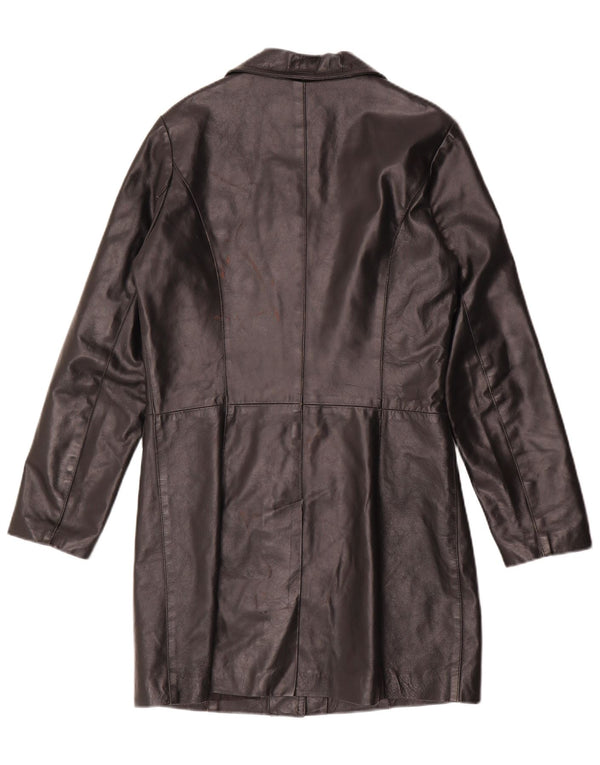 Casaco de couro feminino VINTAGE UK 14 couro preto médio