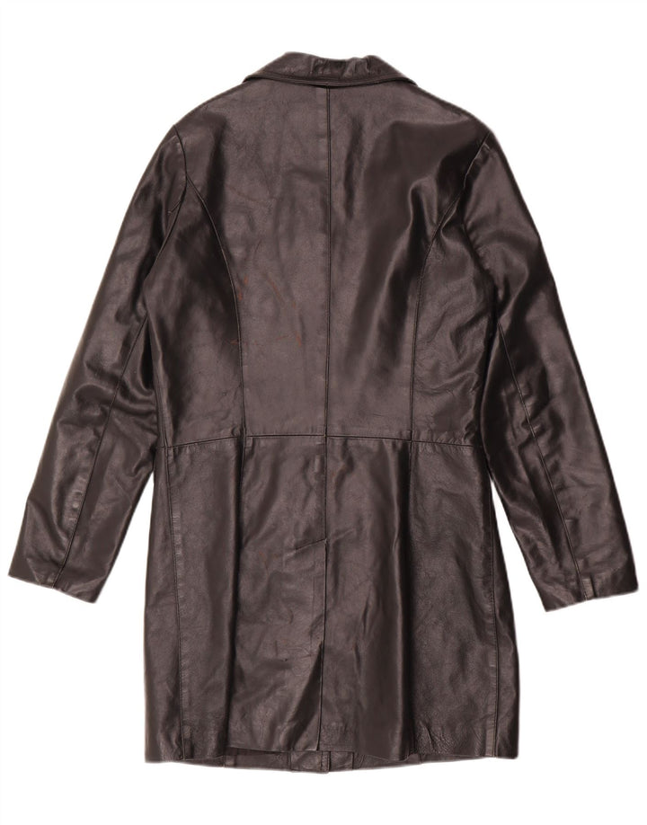 Casaco de couro feminino VINTAGE UK 14 couro preto médio