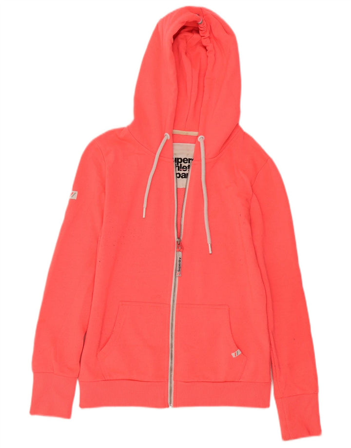 Superdry Womens Zip Hoodie Sweater UK 10 Pequeno Poliéster Rosa