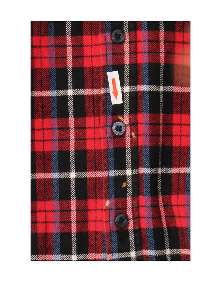 Camisa masculina de flanela DICKIES de algodão xadrez vermelho médio