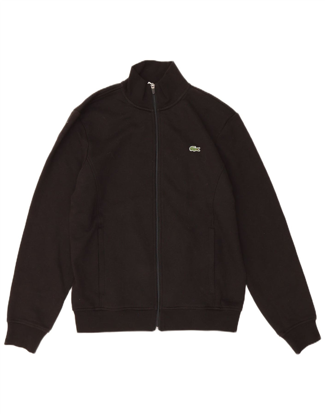 Lacoste Mens Regular Fit Tracksuit Top Jacket Tamanho 4 Médio Algodão Preto