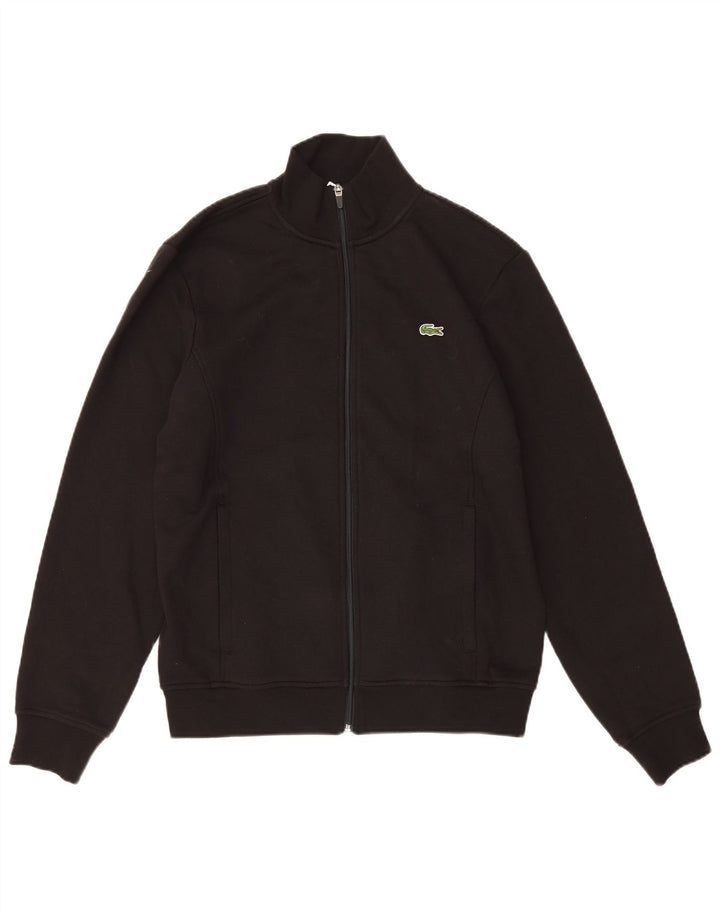 Lacoste Mens Regular Fit Tracksuit Top Jacket Tamanho 4 Médio Algodão Preto