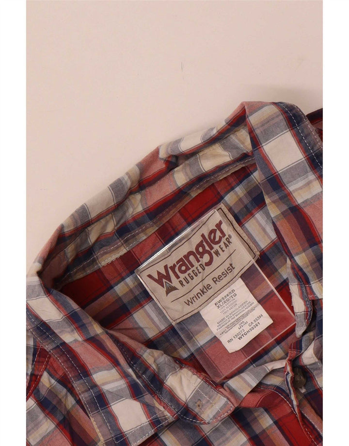 Camisa Wrangler masculina de manga curta XL vermelho xadrez algodão