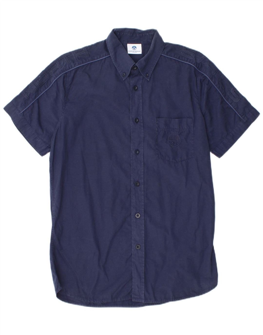 Camisa masculina de manga curta North Sails azul marinho médio algodão
