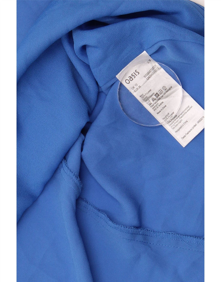Top feminino Oasis Crop Cami UK 10 pequeno azul poliéster