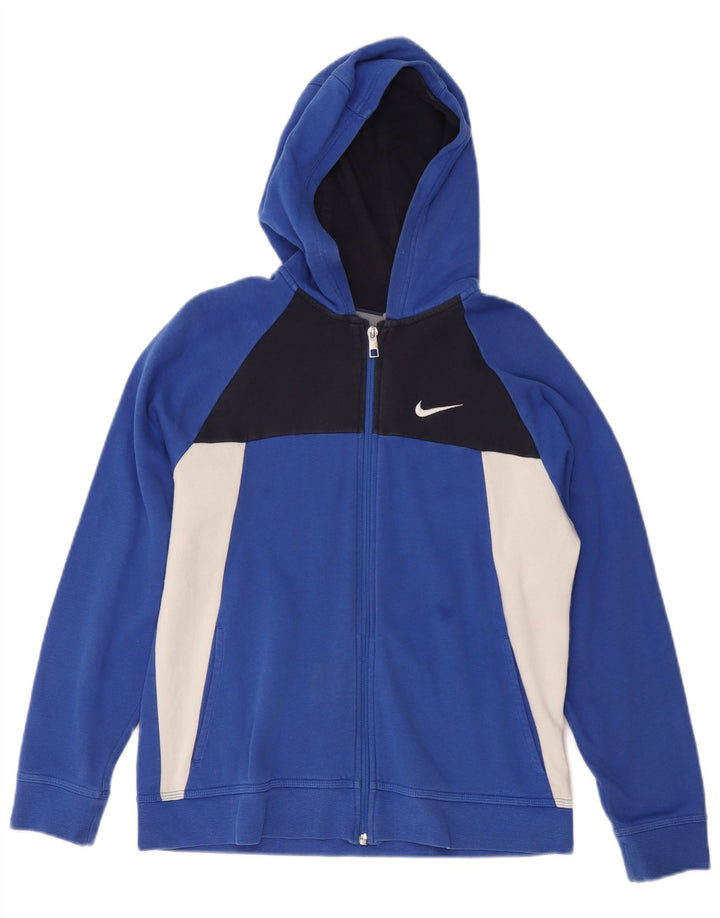 Suéter NIKE Boys Zip com capuz 13-14 anos XL azul colorblock algodão