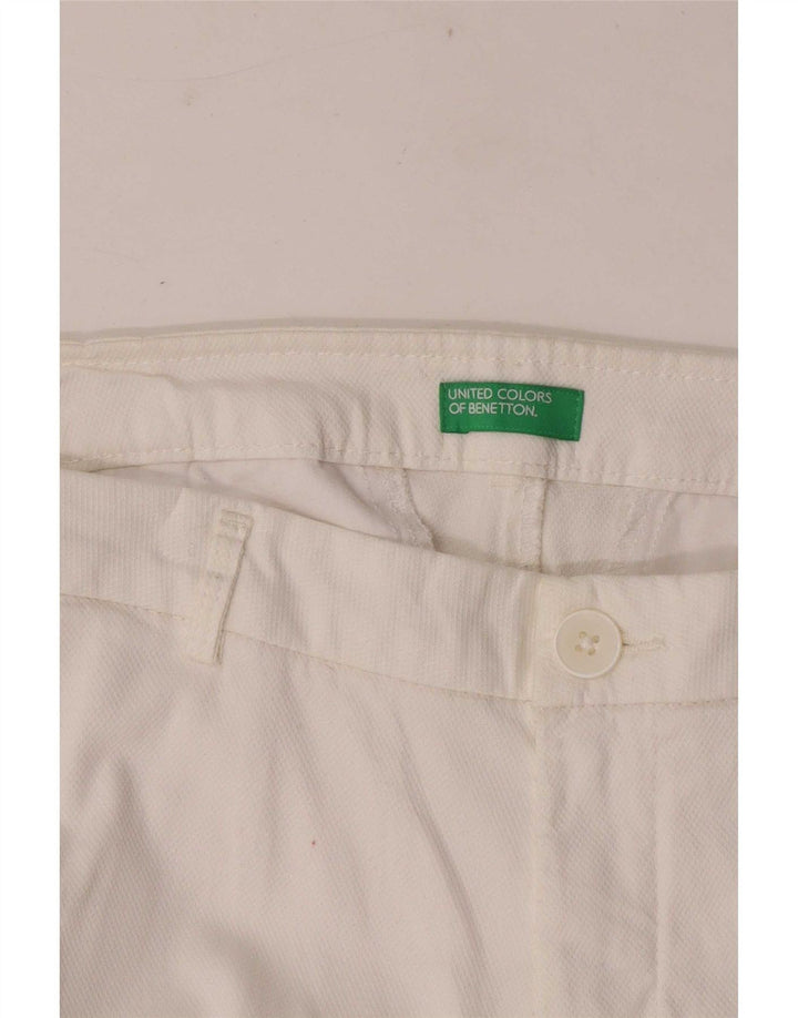 Calça feminina cortada reta Benetton W32 L25 branca