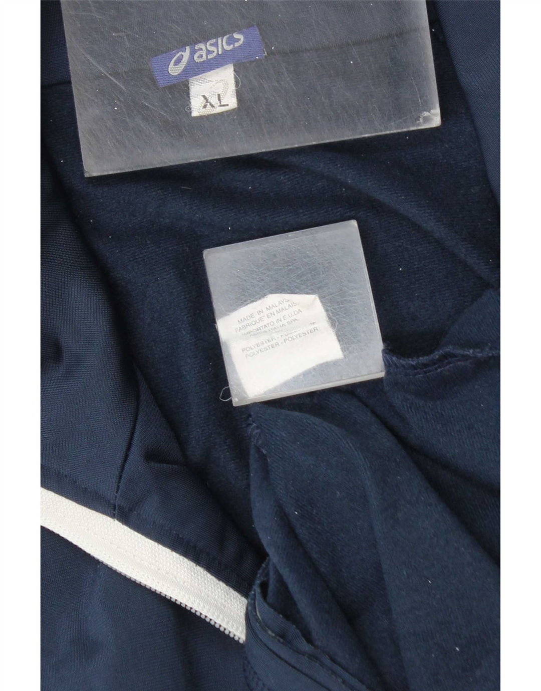 Asics Mens Tracksuit Top Jacket XL Azul Marinho Listrado Poliéster