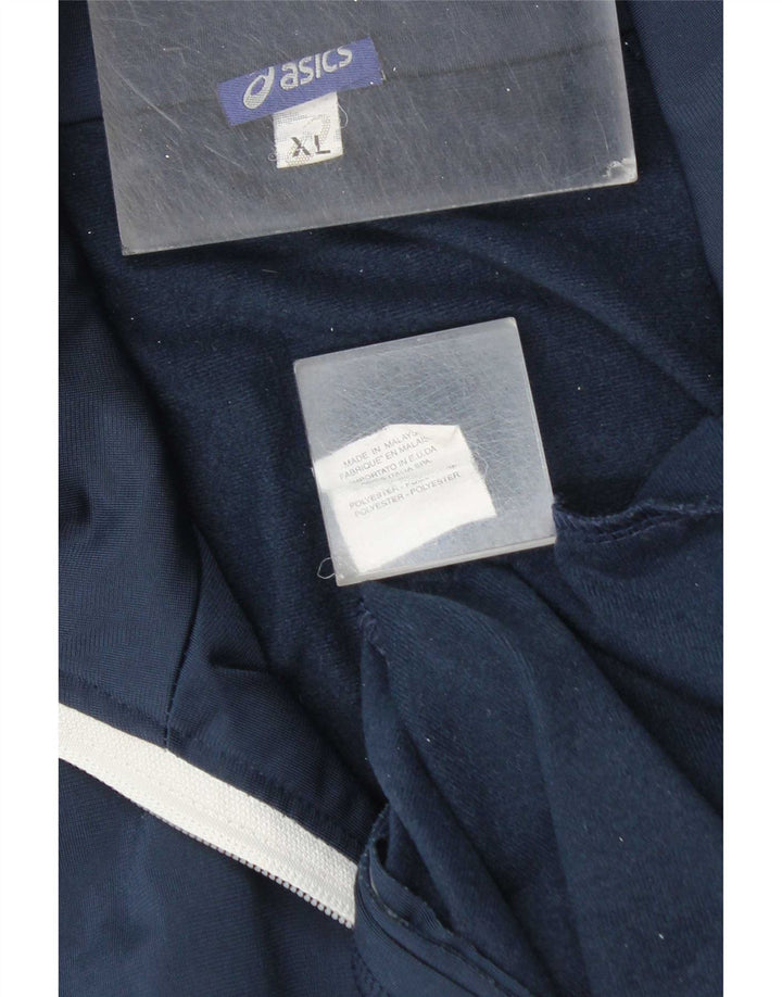 Asics Mens Tracksuit Top Jacket XL Azul Marinho Listrado Poliéster