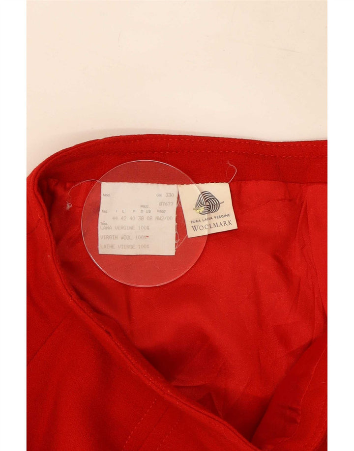 Mini saia feminina vintage IT 44 médio W26 lã vermelha