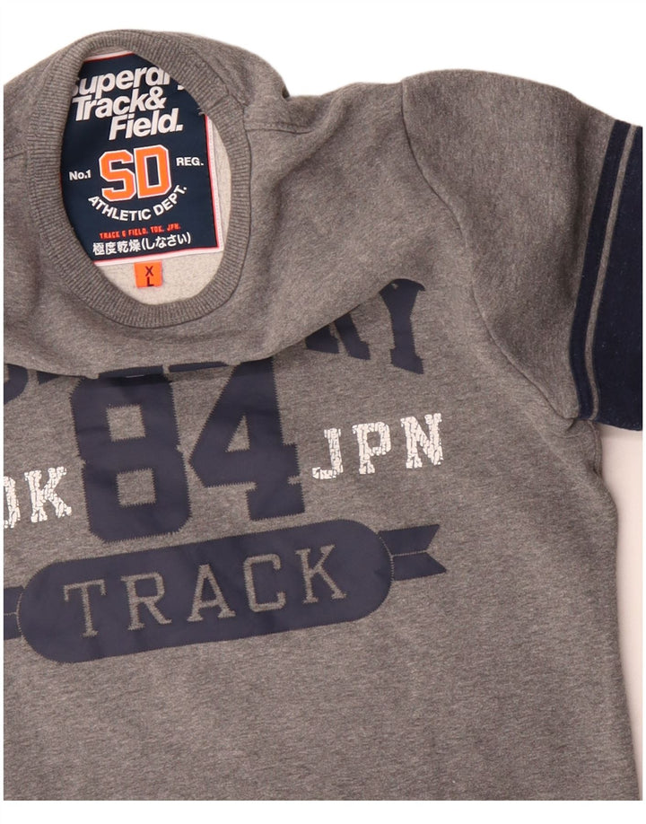 Superdry moletom gráfico masculino jumper XL cinza colorblock algodão