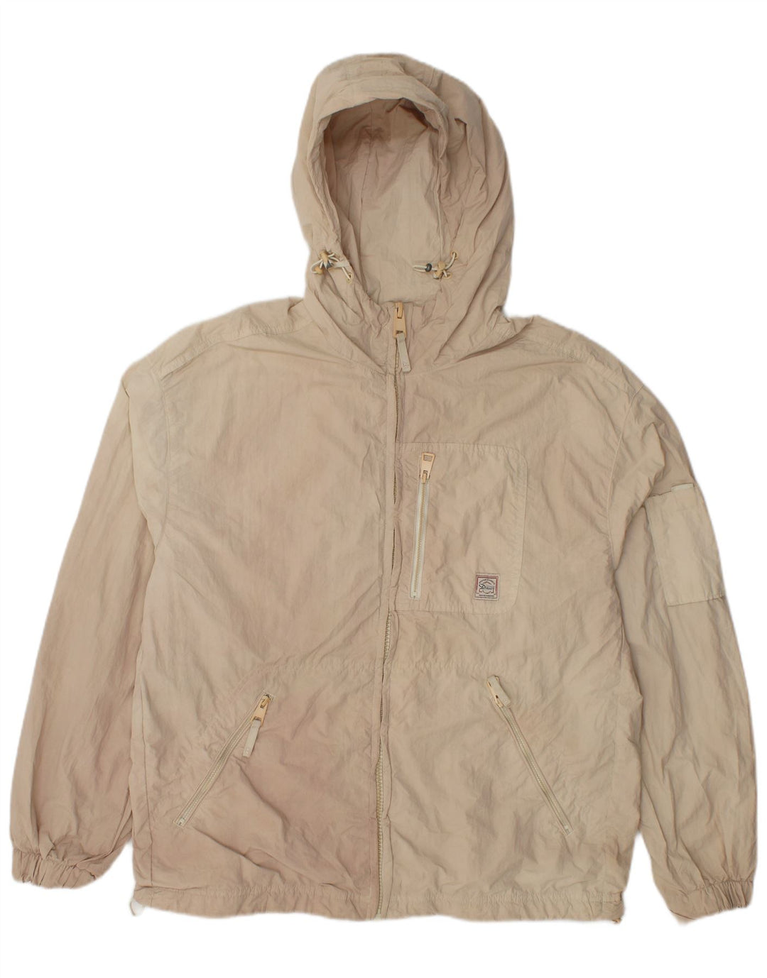 Zara Womens Hooded Oversized Rain Jacket Reino Unido 14 Médio Bege