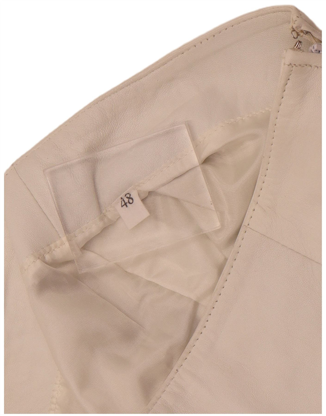 Saia de couro feminina vintage IT 48 XL W32 branca