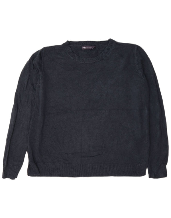 Suéter feminino Marks & Spencer com gola canoa Reino Unido 18 XL azul marinho acrílico
