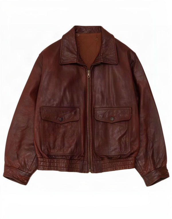 Jaqueta de couro masculina PETER KEEN IT 52 XL marrom