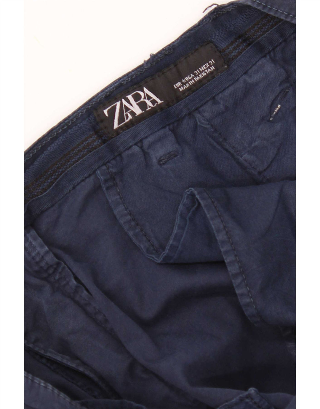 Zara Mens Calças Slim Cropped EU 40 Médio W31 L26 Azul Marinho