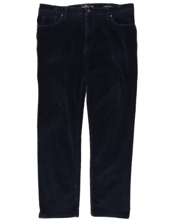 Calça masculina de veludo cotelê Marks & Spencer Blue Harbor reta W36 L31 marinho