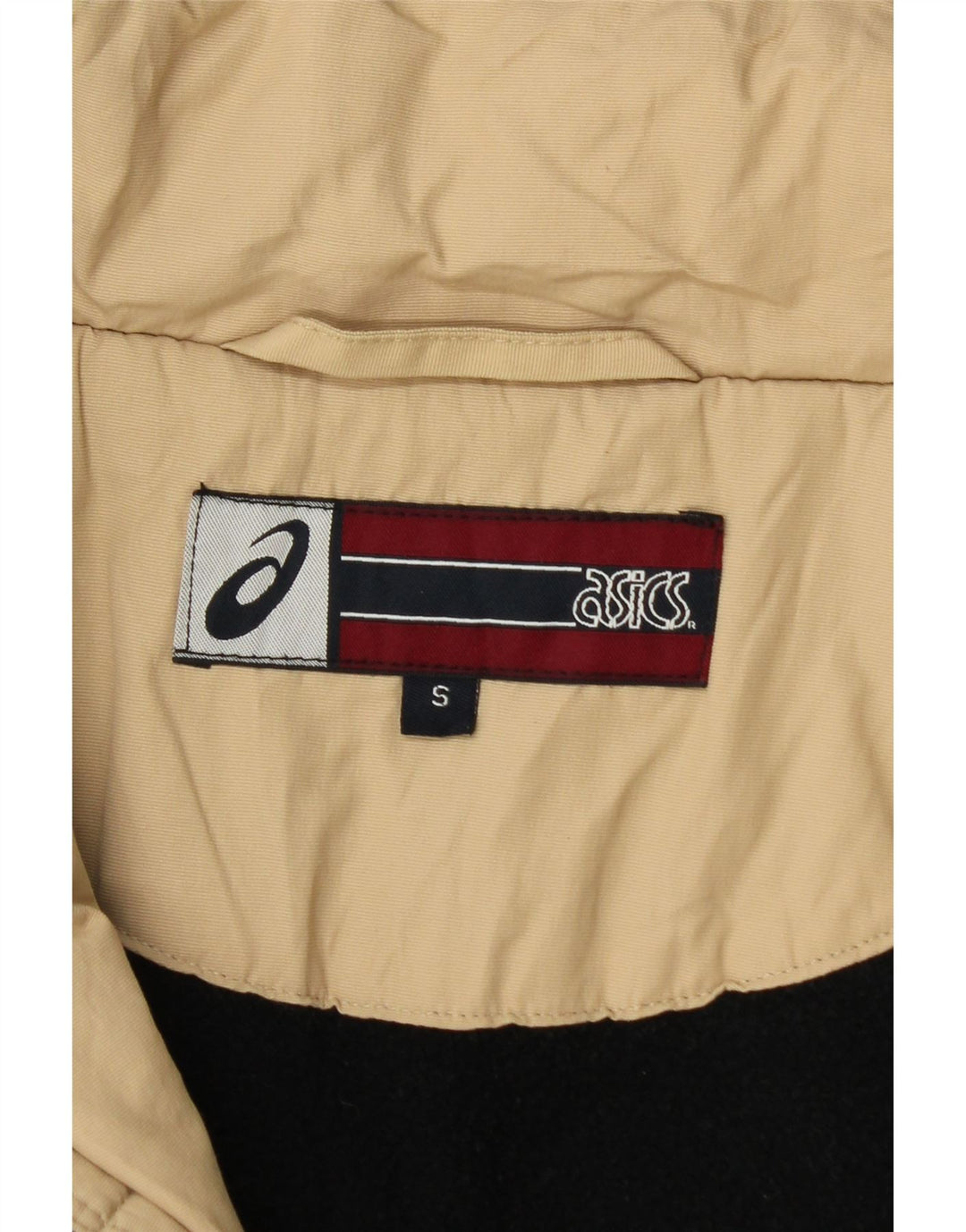 Jaqueta corta-vento masculina ASICS com capuz UK 36 pequena poliamida bege