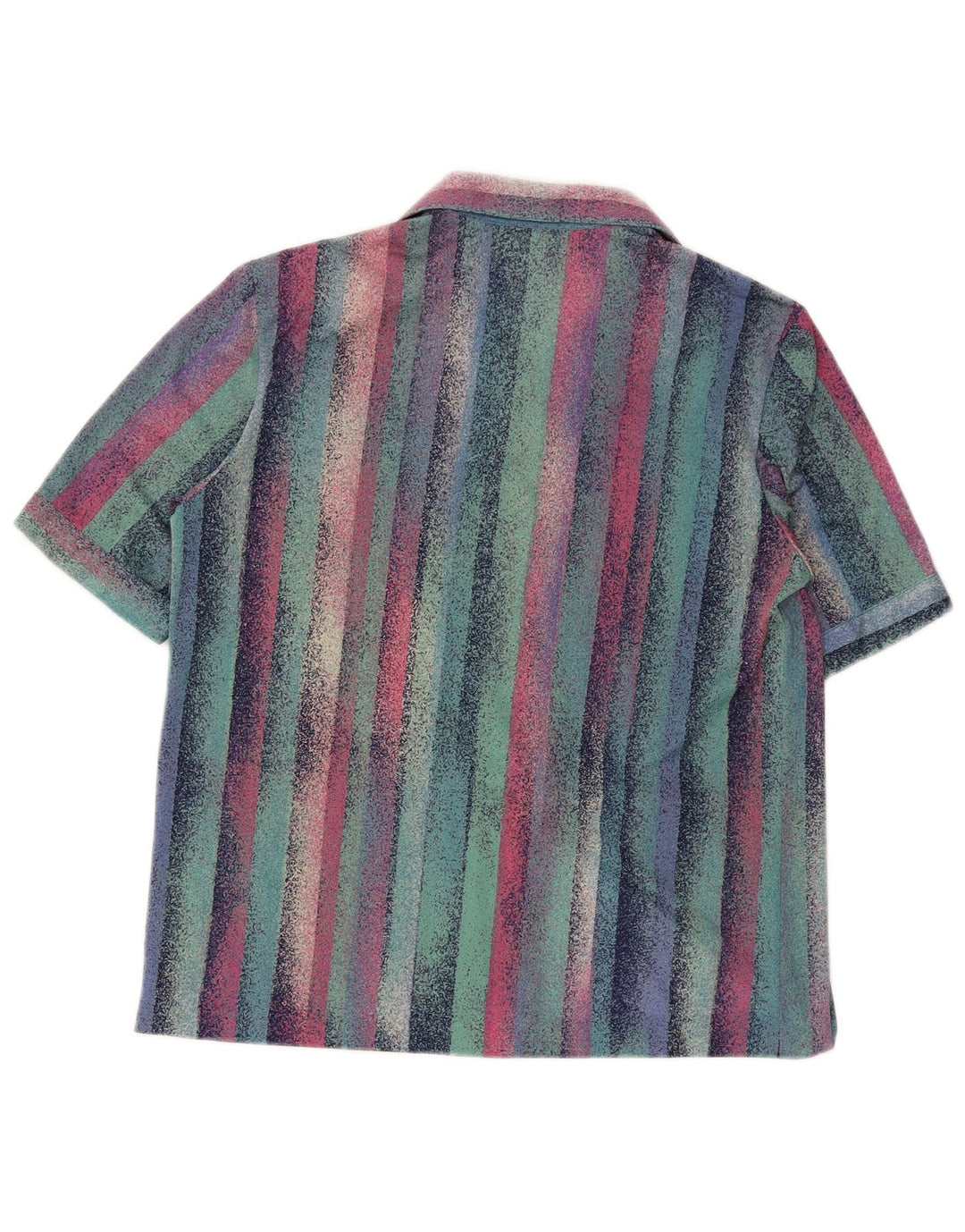 Camisa feminina vintage de manga curta UK 12 média listrada multicolorida retrô