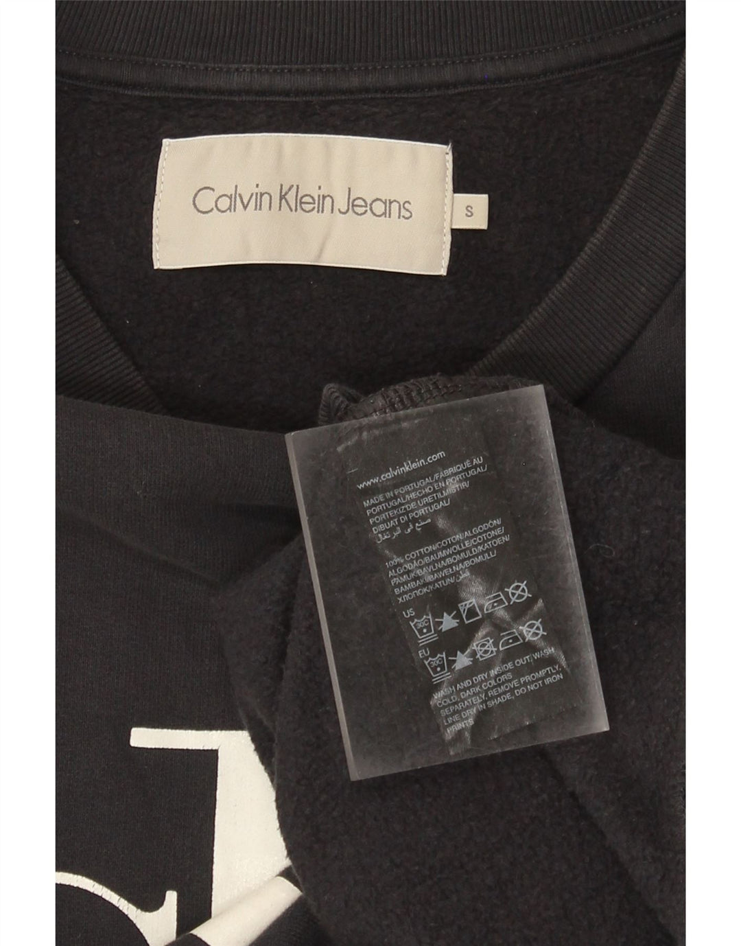 CALVIN KLEIN JEANS Suéter gráfico masculino pequeno preto
