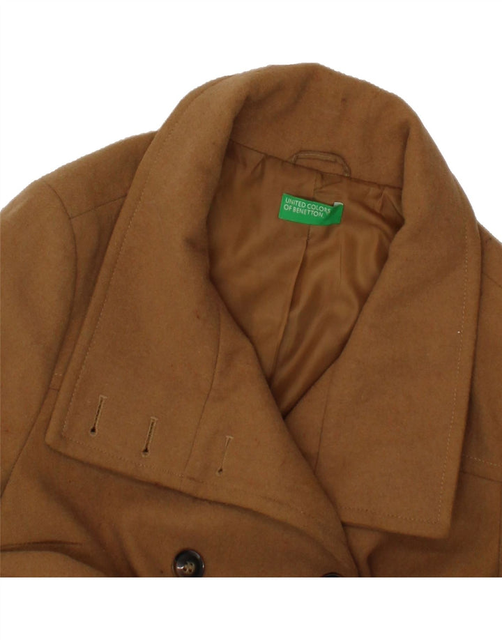 BENETTON Womens Double Breasted Overcoat IT 42 Medium Beige Wool Vintage Benetton and Second-Hand Benetton from Messina Hembry 