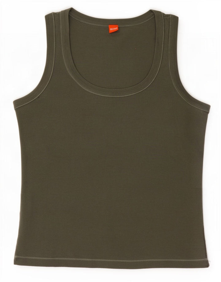 Colete feminino Hugo Boss Top UK 12 médio cáqui