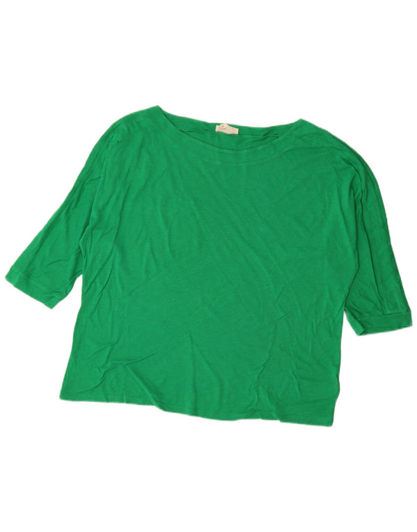 Top feminino Phase Eight manga 3/4 UK 18 XL algodão verde