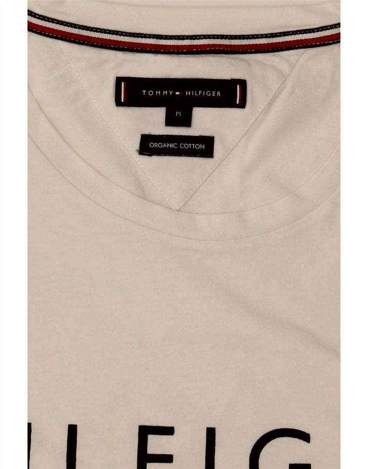 Tommy Hilfiger Camiseta masculina gráfica Top médio algodão branco