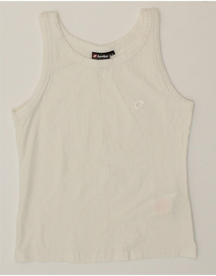 LOTTO Womens Crop Vest Top UK 18 XL White Cotton Vintage Lotto and Second-Hand Lotto from Messina Hembry 