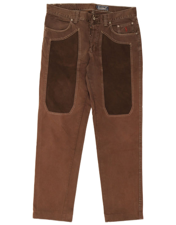 Calça jeans reta masculina Jeckerson W38 L32 marrom colorblock